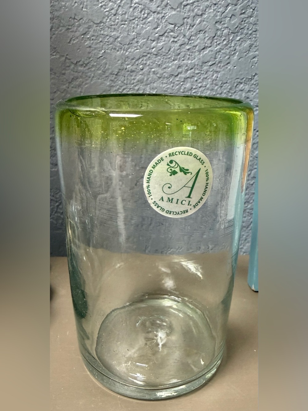New Hand-Made Green Recycled Glass cup